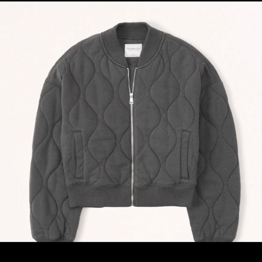 GRAY abercrombie quilted bomber jacket